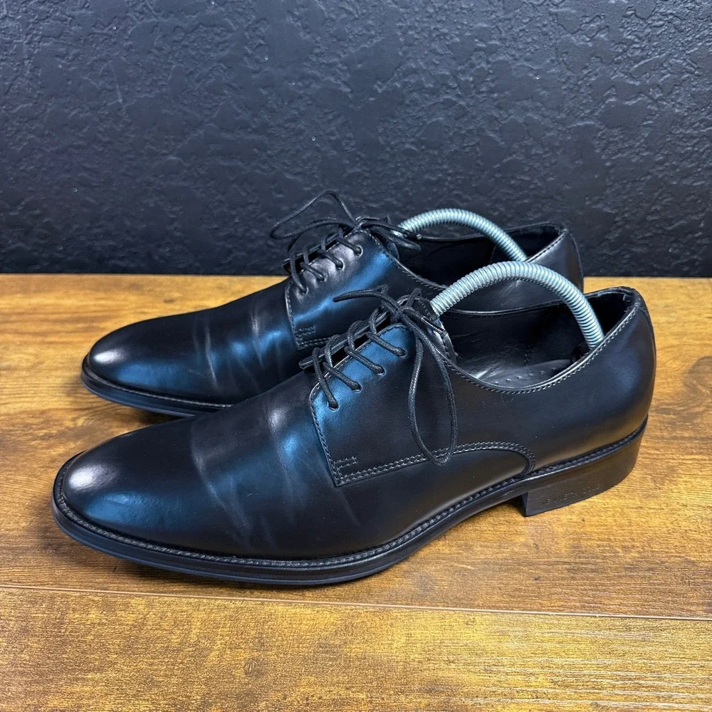 Kenneth Cole New York Design 111561 Black Leather Derby Shoes Mens Size 9.5